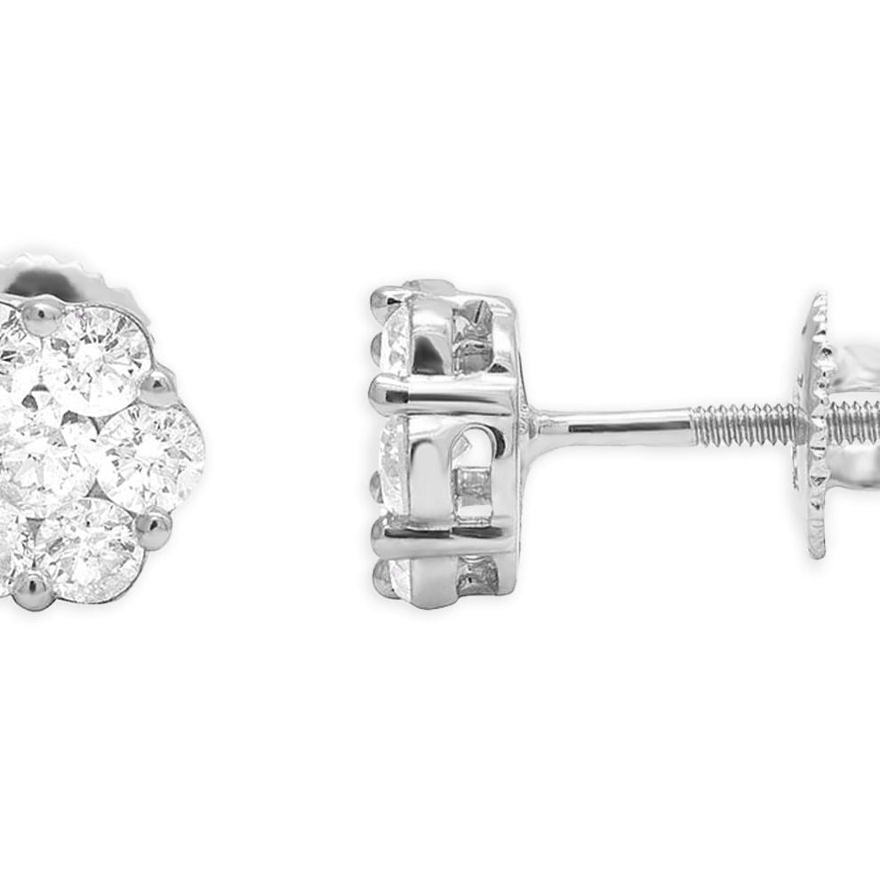 1.00 ctw Diamond Round Cluster Earrings – 14k Gold | Diamond Tales