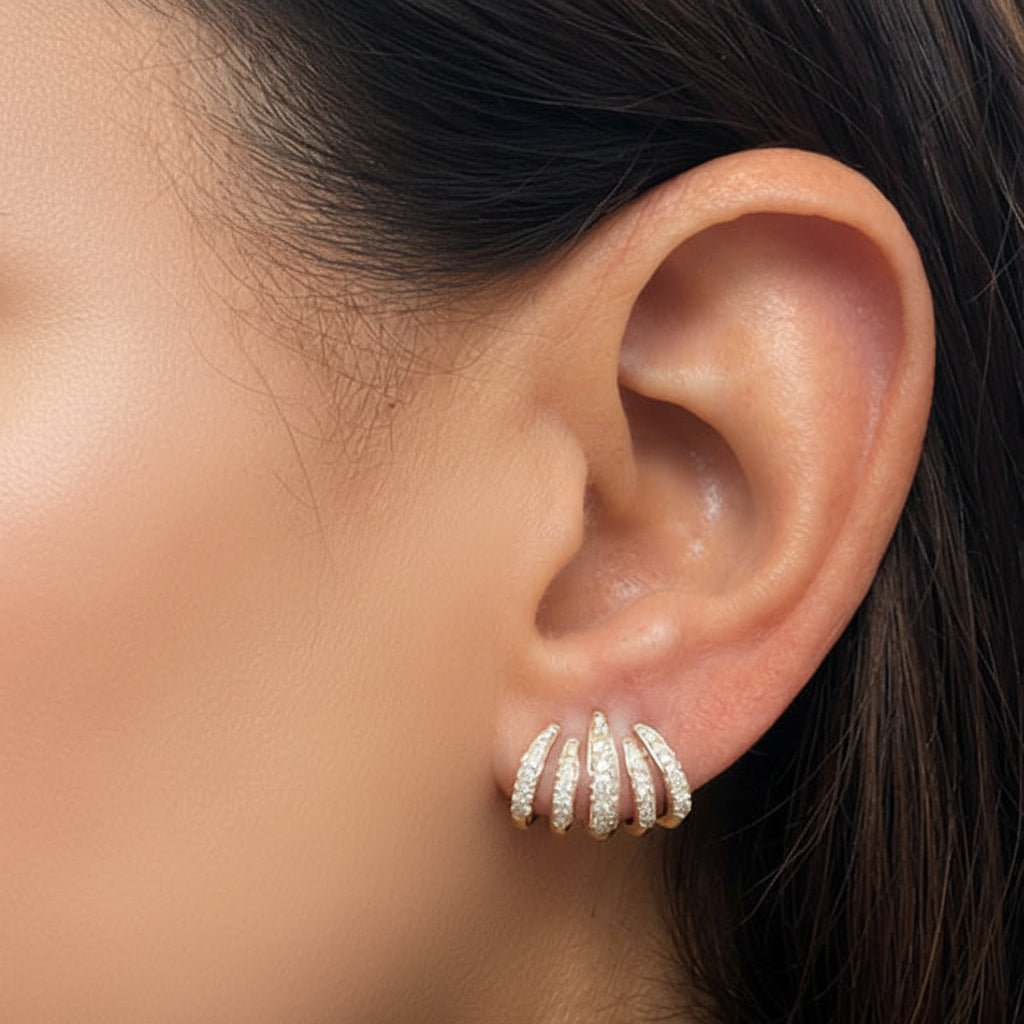 14k yellow gold diamond claw lobe stud earrings with 0.55 total carat weight