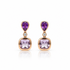 18k yellow gold drop earrings with 4.96 ct amethysts and 0.10 ct round diamonds