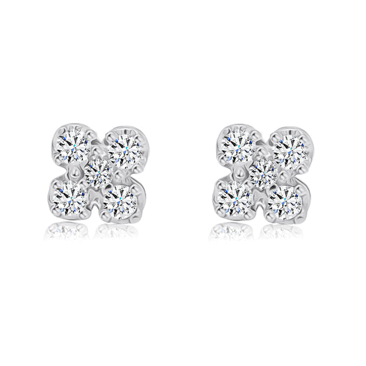 18k gold flower cluster stud earrings with 0.26 cts diamonds