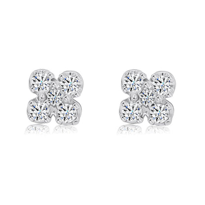 18k gold flower cluster stud earrings with 0.26 cts diamonds