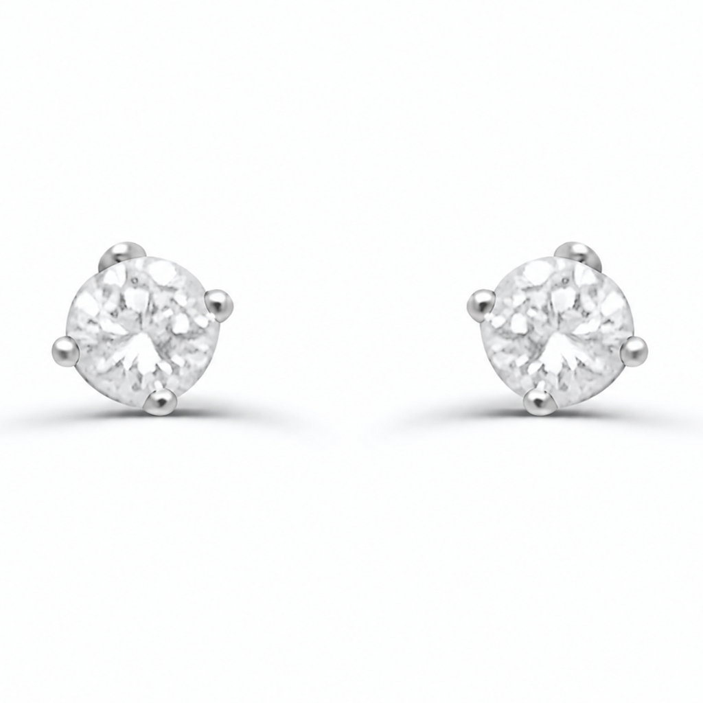 18k gold round diamond stud earrings with 0.26 cts natural diamonds