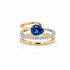 18k yellow and white gold spiral ring with a 1.09 ct pear Ceylon blue sapphire and 23 diamonds