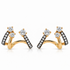 18k yellow gold triple-lobe stud earrings with black rhodium double bands and 0.73 ct pave diamonds