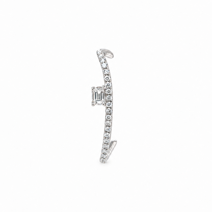 18k white gold diamond ear climber with 18 round diamonds totaling 0.29 ct