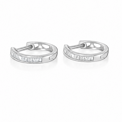 18k white gold diamond mini hoop earrings with 0.09 ct natural diamonds