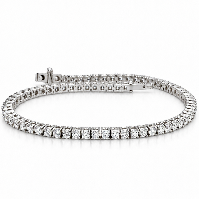 18k white gold diamond tennis bracelet with 75 round brilliant diamonds, 1.98 ct