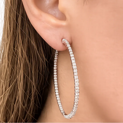18k white gold round hoop earrings with 136 diamonds (1.20 cts)