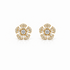 18k yellow gold five-petal stud earrings with 72 baguette and round diamonds, 0.69 ct