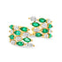 18k yellow gold ring with alternating emeralds and round diamonds band
