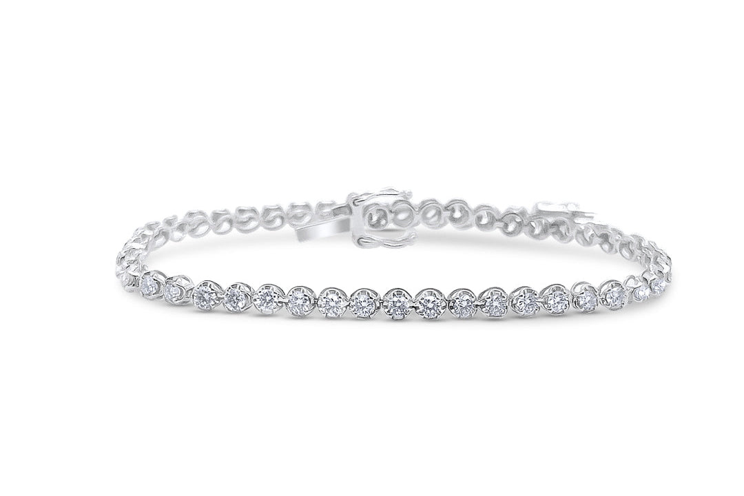 14k white gold tennis bracelet with 58 round brilliant diamonds totaling 2.00 ctw by Diamond Tales