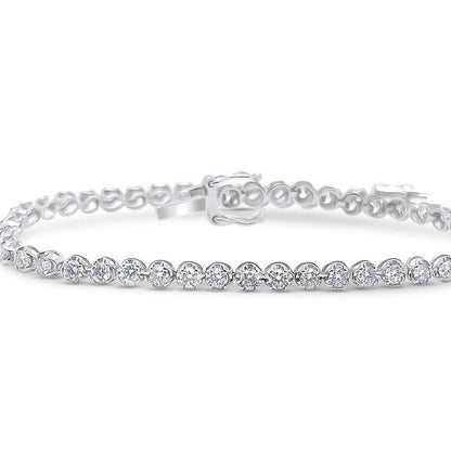 14k white gold tennis bracelet with 58 round brilliant diamonds totaling 2.00 ctw by Diamond Tales