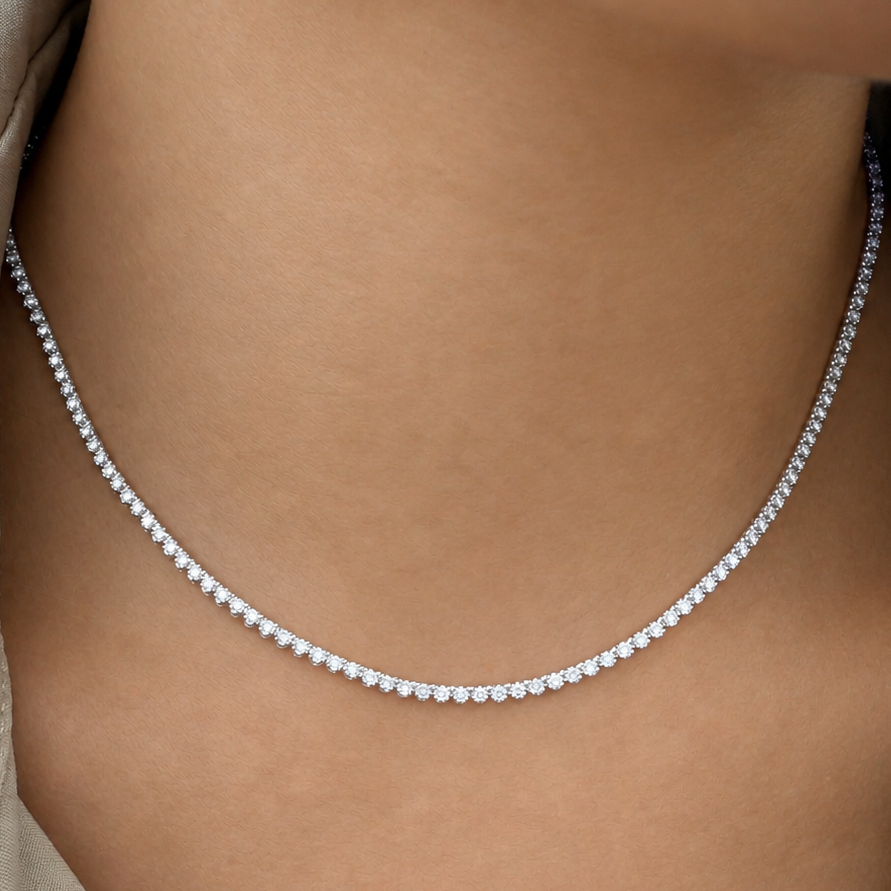 14k gold tennis necklace with 2.01 ctw round brilliant diamonds by Diamond Tales