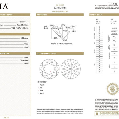 Platinum ring with 3.02 ctw GIA round diamond and pavé diamonds by Diamond Tales