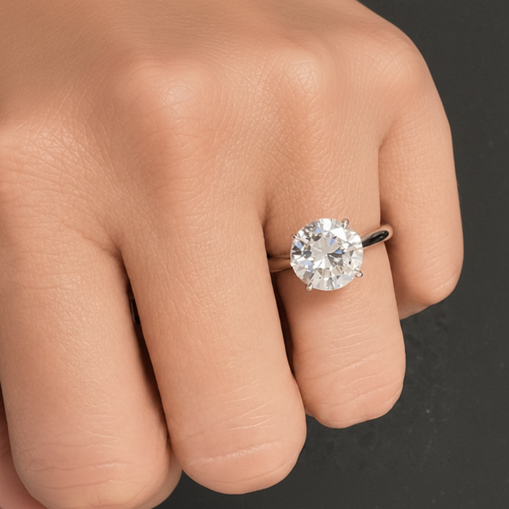 Platinum ring with 3.02 ctw GIA round diamond by Diamond Tales