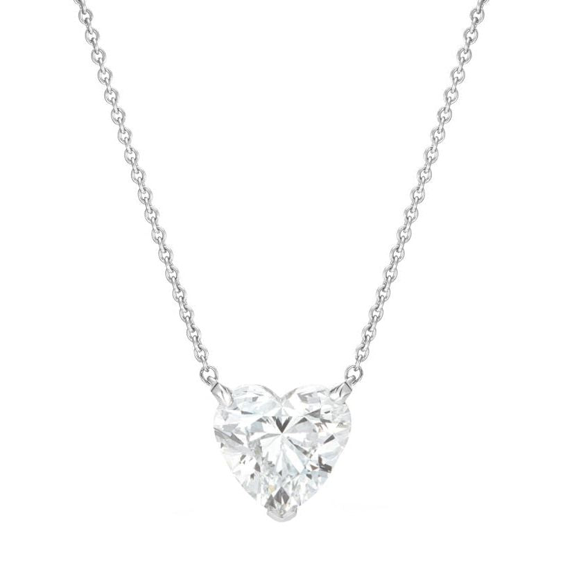 Platinum necklace with 3.02 ctw heart-shaped diamond by Diamond Tales