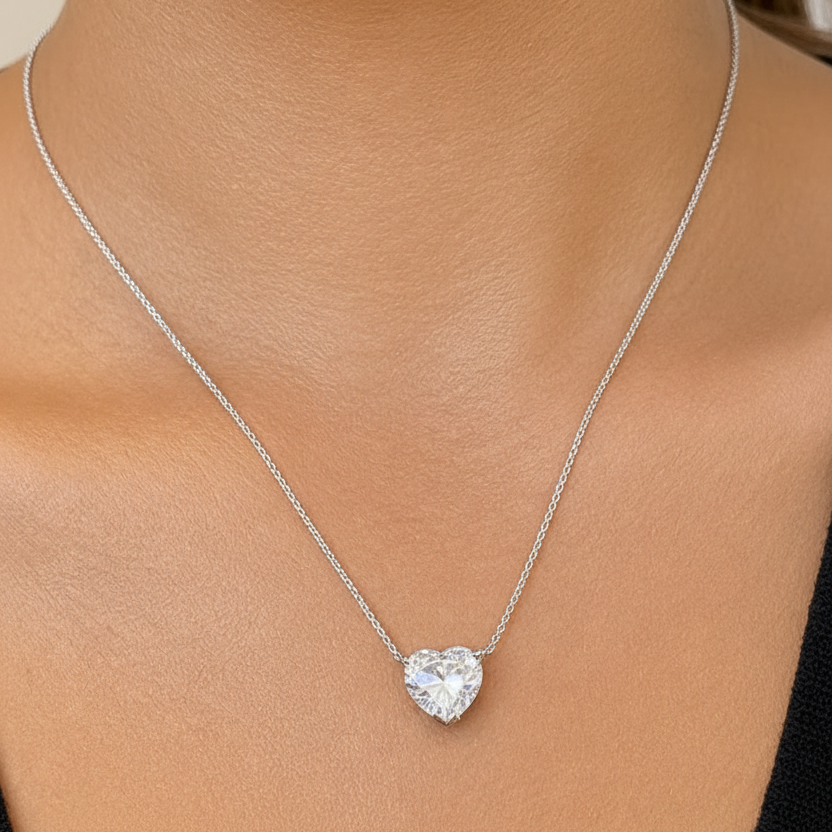 Platinum necklace with 3.02 ctw heart-shaped diamond by Diamond Tales