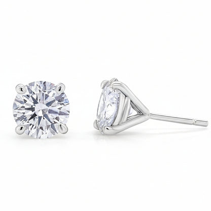 14k gold stud earrings with 3.00 cts natural round diamonds