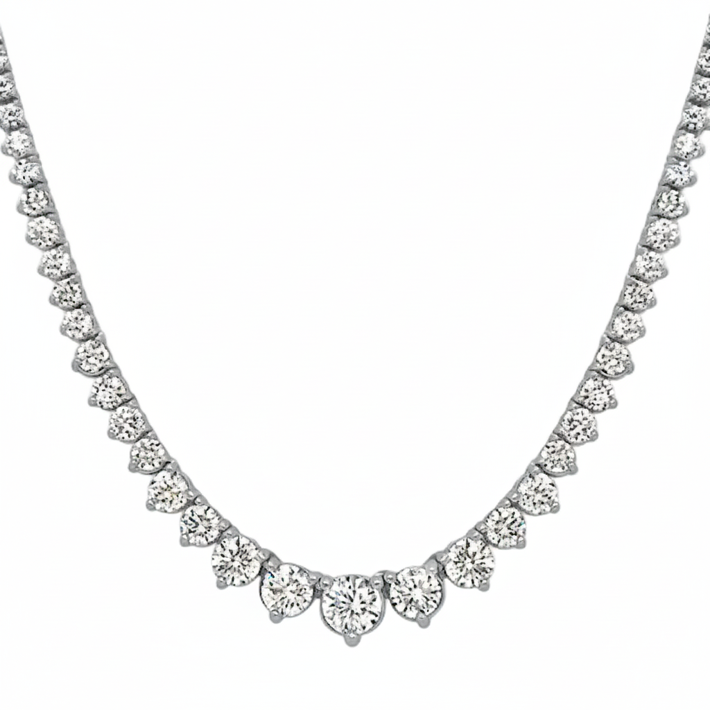 18k gold graduated diamond necklace with 5.20 ctw round brilliant diamonds by Diamond Tales