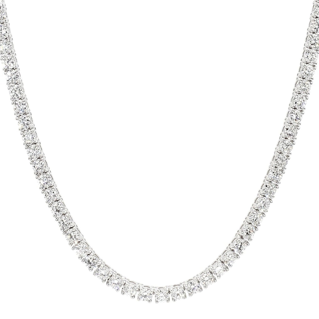 5 ctw lab-grown diamond tennis necklace set with round diamonds in a classic tennis design at 16 inches