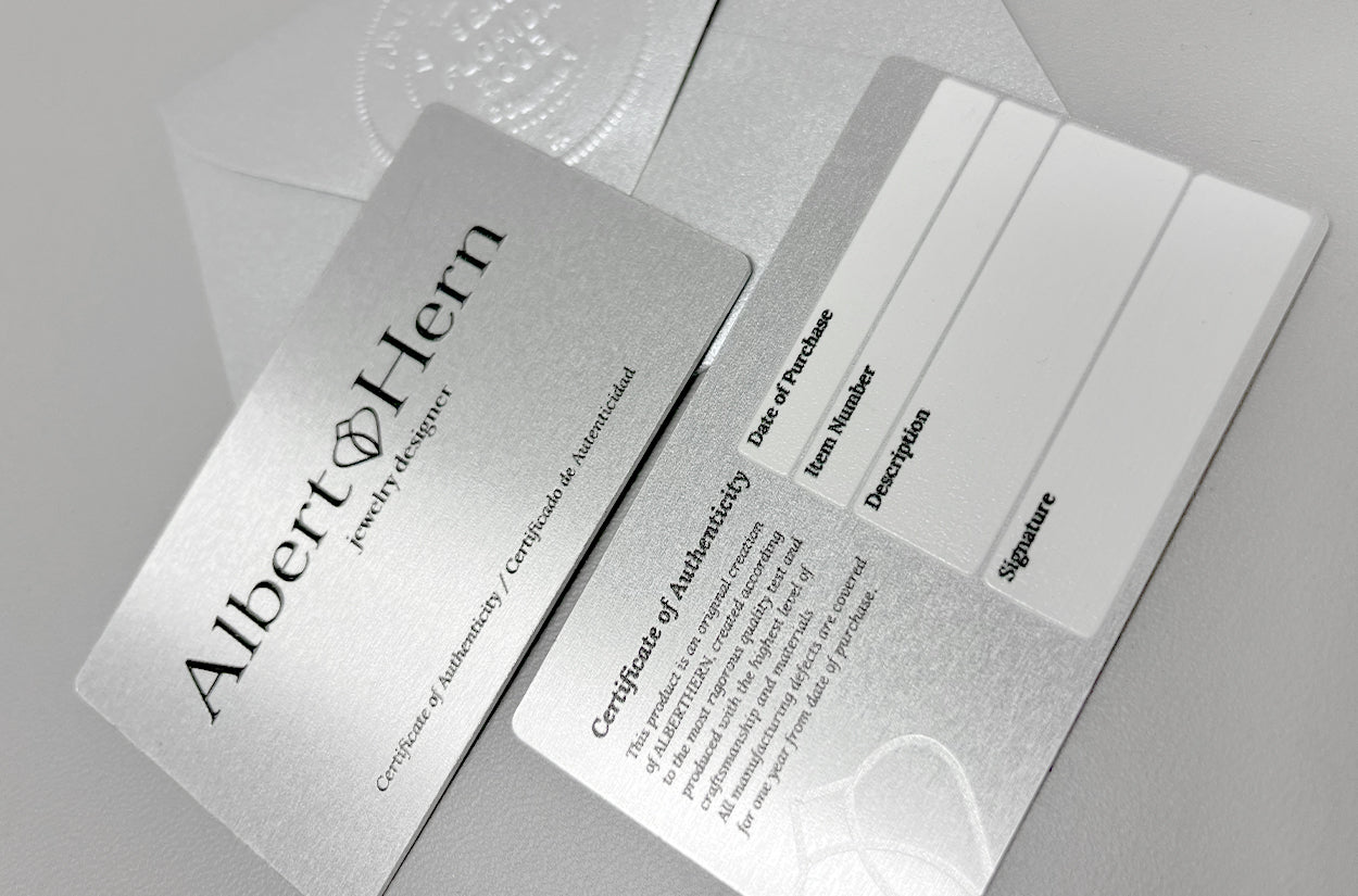 Albert Hern certificate of authenticity included with every Diamond Tales purchase