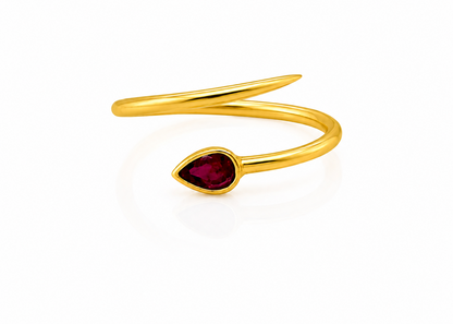 14k yellow gold ring with 0.26 ct natural pear shape ruby