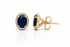 14k yellow gold halo stud earrings with 1.80 ct oval blue sapphires