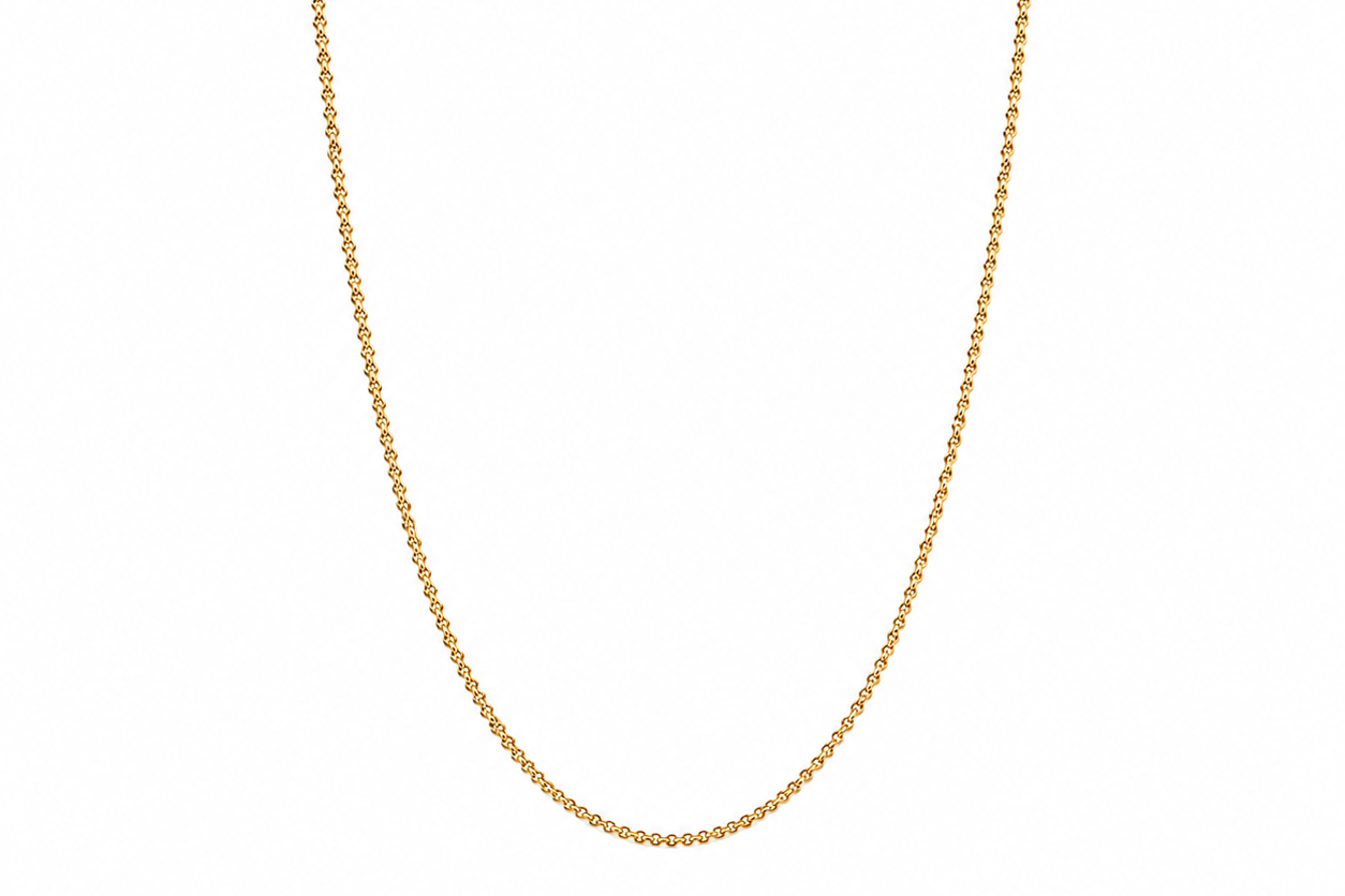 18k yellow gold rolo chain necklace, 18 inch adjustable to 16