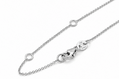 solid 14k white gold rolo link chain, detail view