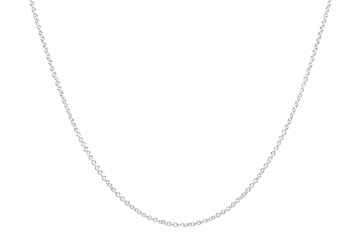 14k white gold rolo chain necklace, 18 inch adjustable
