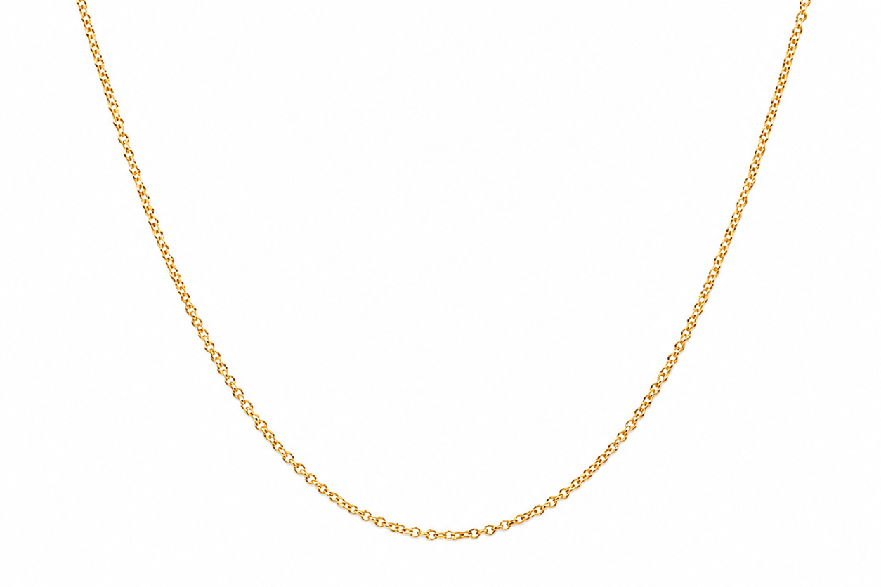14k yellow gold rolo chain necklace, 18 inch adjustable