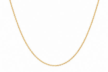 14k yellow gold rolo chain necklace, 18 inch adjustable