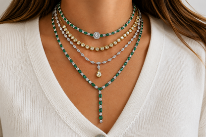 Necklace 14kt Gold Diamonds with Fancy Light Yellow Pear Diamond