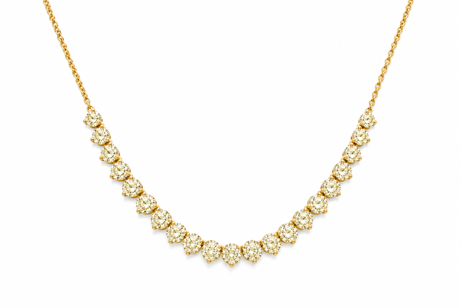 Necklace 14kt Gold Round Fancy Yellow Diamonds 12.66 cts Adjustable
