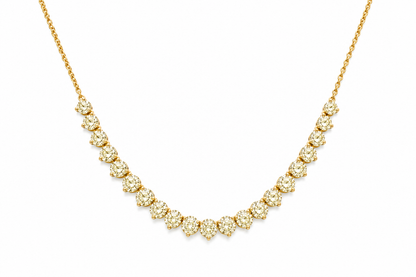Necklace 14kt Gold Round Fancy Yellow Diamonds 12.66 cts Adjustable