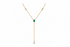 14k yellow gold drop necklace with emerald cut emerald and diamonds