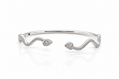 14k white gold open cuff bracelet with 62 natural diamonds