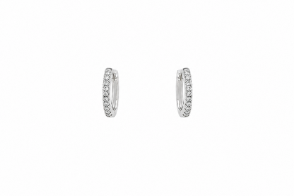 14k white gold mini hoop earrings with 22 natural diamonds