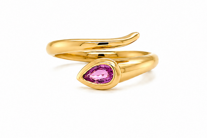 delicate pear shape gemstone ring in 14k gold, alternate view