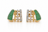 14k two tone gold stud earrings with diamonds and natural emeralds