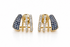 14k two tone gold stud earrings with diamonds and blue sapphires