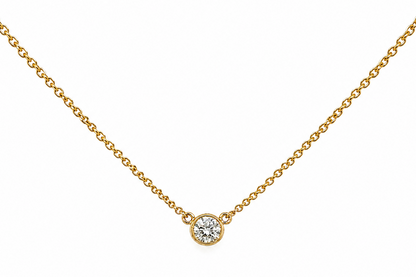 Necklace 14kt Yellow Gold with Central Diamond 0.14 carats