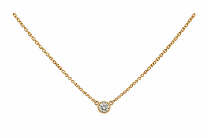 Necklace 14kt Yellow Gold with Central Diamond 0.12 carats