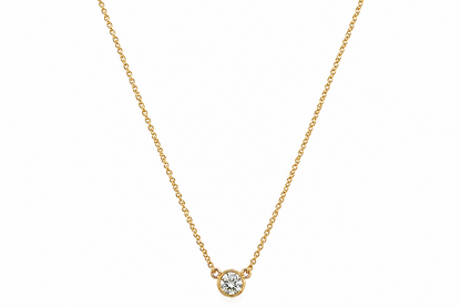 Necklace 14kt Yellow Gold with Central Diamond 0.14 carats