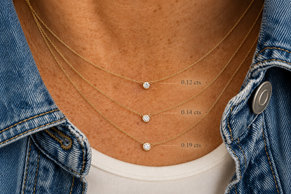 Necklace 14kt Yellow Gold with Central Diamond 0.12 carats
