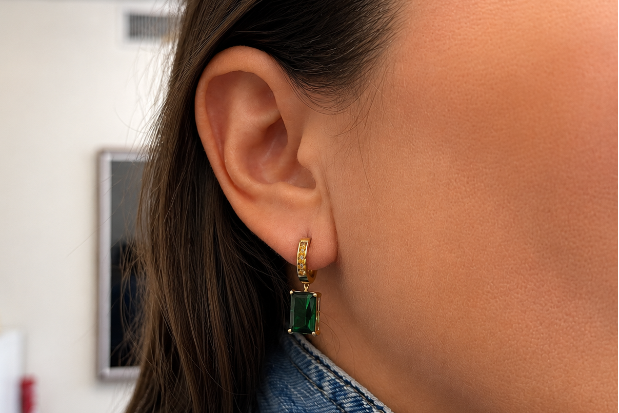 Earrings 18kt Gold Green Tourmalines and Yellow Sapphires
