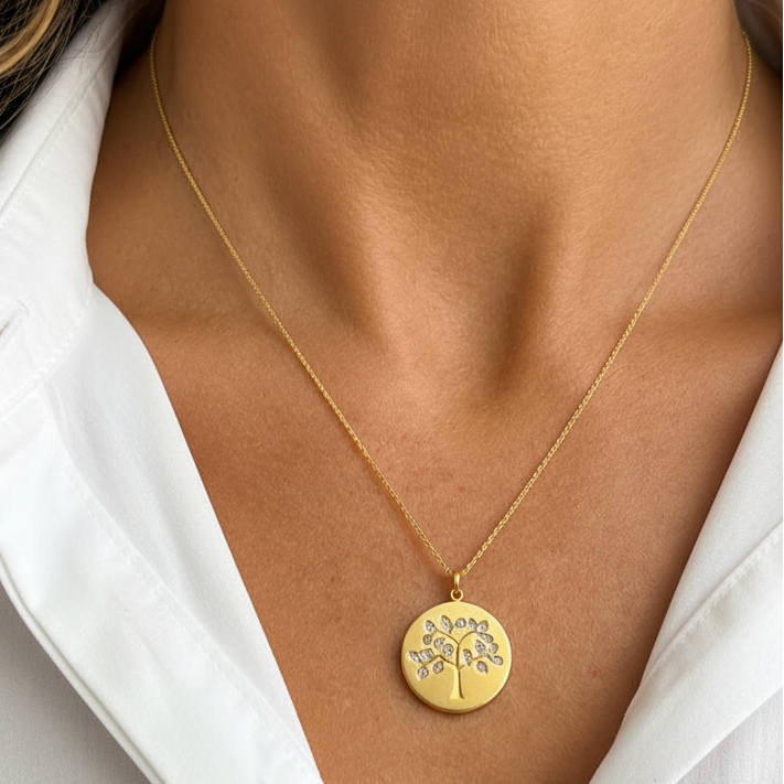 Pendant 14kt Yellow Gold Tree of Life &amp; Diamonds
