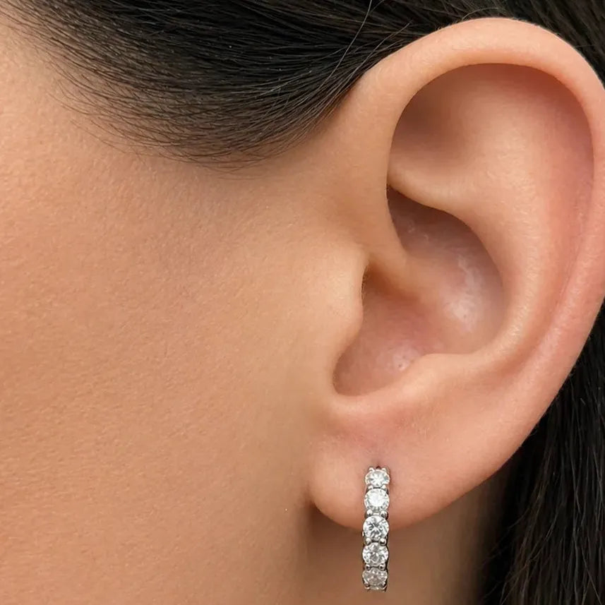 Earrings 18k White Gold Diamond Round Hoop Earrings 1.39 cts | Diamond Tales