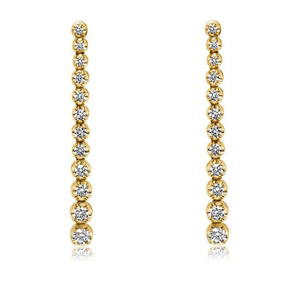 18k yellow gold drop earrings with 1.00 cts inline diamonds