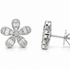 18k gold five petal flower diamond stud earrings with baguette and round diamonds